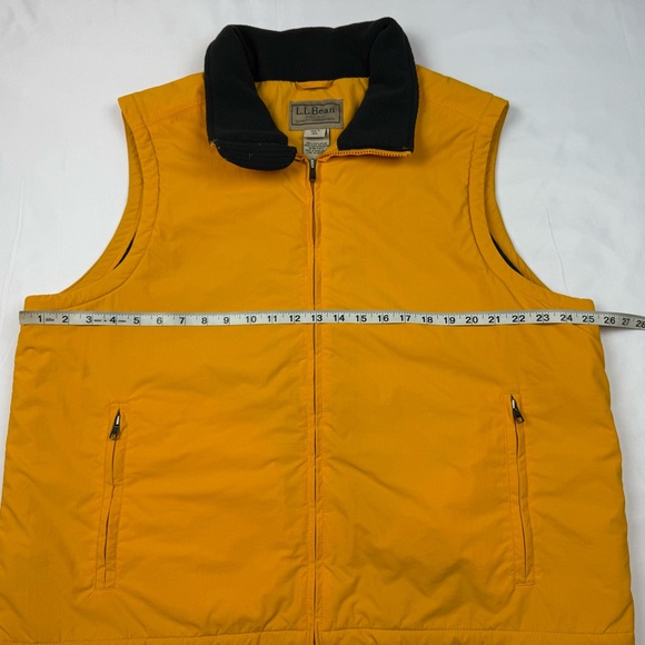 LL Bean Mens Fleece Lined Vest XL Yellow/Black Full Zip Nylon B7 - Picture 6 of 7